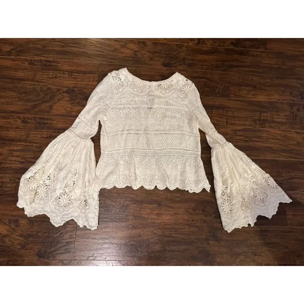 Free People Once Upon A Time Bell Knit Blouse Size XS